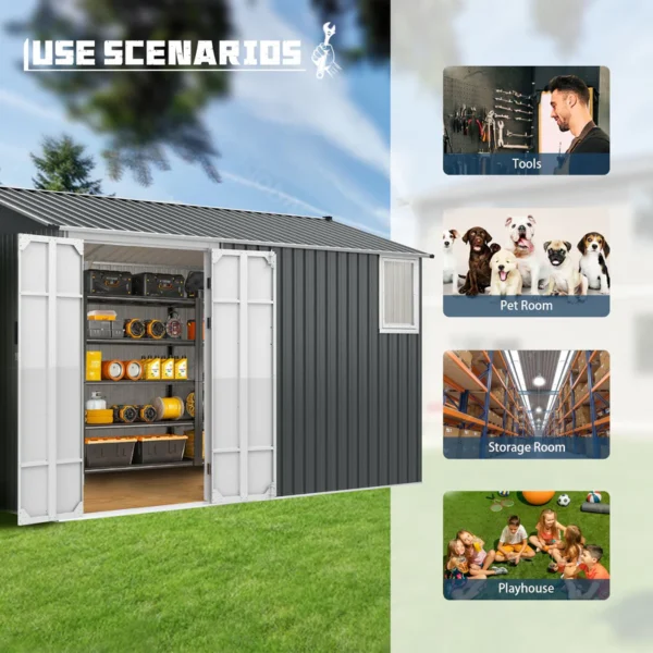 Metal Storage Shed with Double Hinged Doors - Image 4